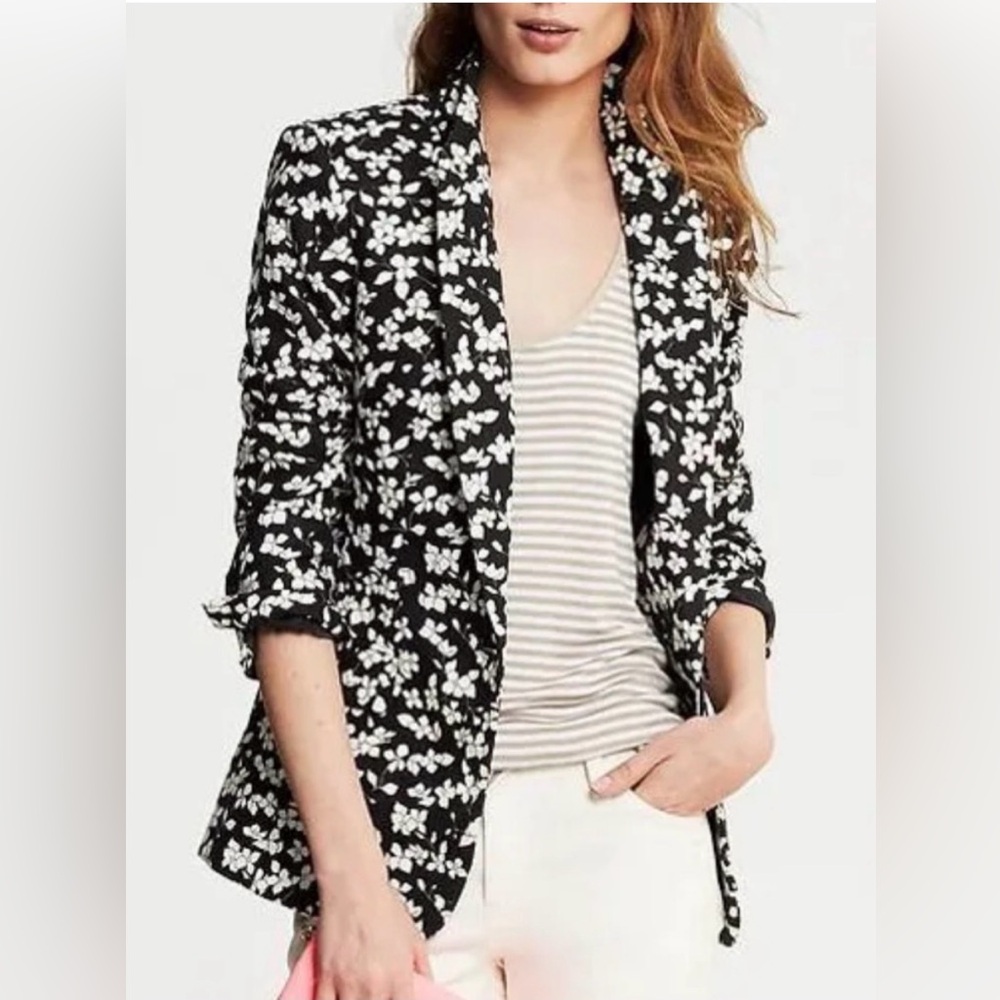 Banana Republic Black and White Floral Blazer